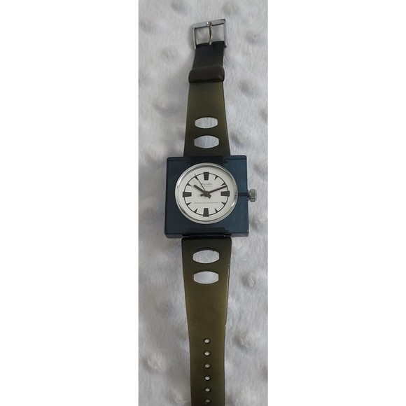 90s Hamlin Black Watch Astromatic Square Swiss Unbreakable Mainspring Chancellor - Picture 1 of 13